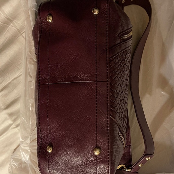 B. Makowsky Woven Leather Shoulder Bag - Dark Brown/Purple - Picture 5 of 8